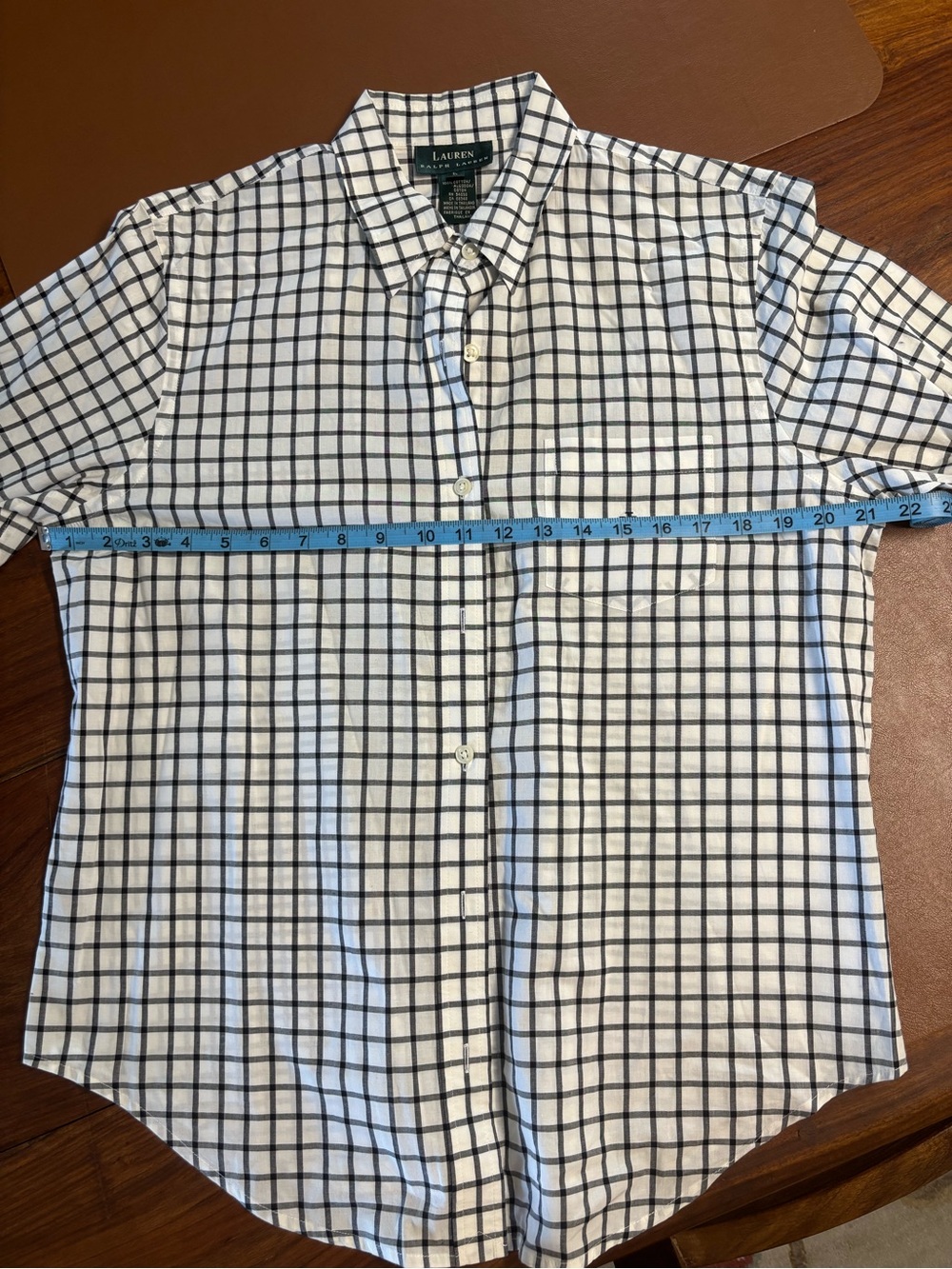 Lauren Ralph Lauren Navy & White Gingham Button-Down Shirt - Picture 4 of 5